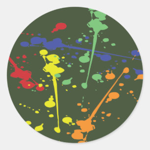 Leger Groene Paintball Party Splatter Ronde Sticker