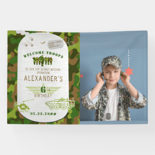 Leger Label Groene Camo Camouflage Militair Welkom Spandoek