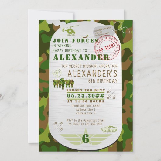 Leger Label Groene Camo Camouflage Militaire Boot  Kaart (Voorkant)