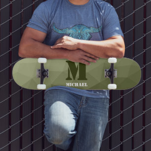 Leger lichtgroen geometrisch gaas patroon Monogram Skateboard
