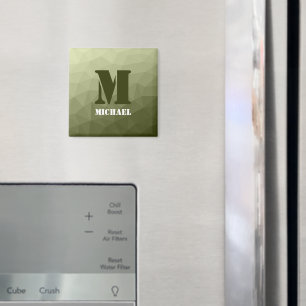 Leger lichtgroen geometrisch meshpatroon Monogram Magneet