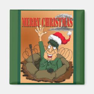 Leger Man Waving with Santa Hat Magneet