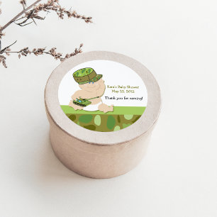 Leger Militair Camoflauge Baby shower Favor Sticke Ronde Sticker