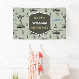 Leger Militaire Camouflage Groen Camo Verjaardag Spandoek