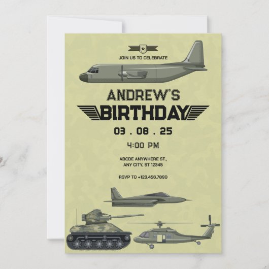 Leger militaire Hercules jet verjaardag Uitnodigin Kaart (Voorkant)