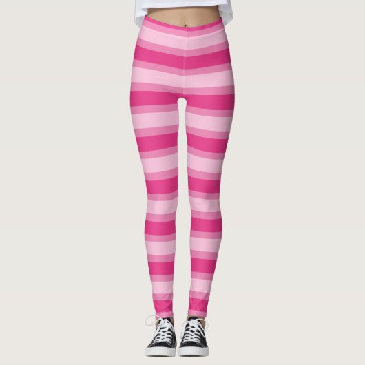 Léger rose, rose et rosé chaud, rayures Leggings (Devant)