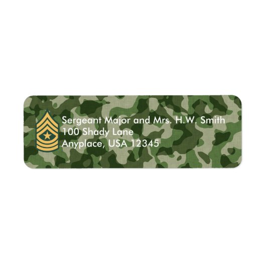 Leger sergeant-majoor Camoflage - Adres label (Voorkant)