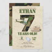 Leger Uitnodiging - 7e verjaardag Uitnodiging (Voorkant / Achterkant)