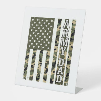 Leger Vader Camo Amerikaanse Vlag Vintage T-shirt  Reclamebord Met Voetstuk