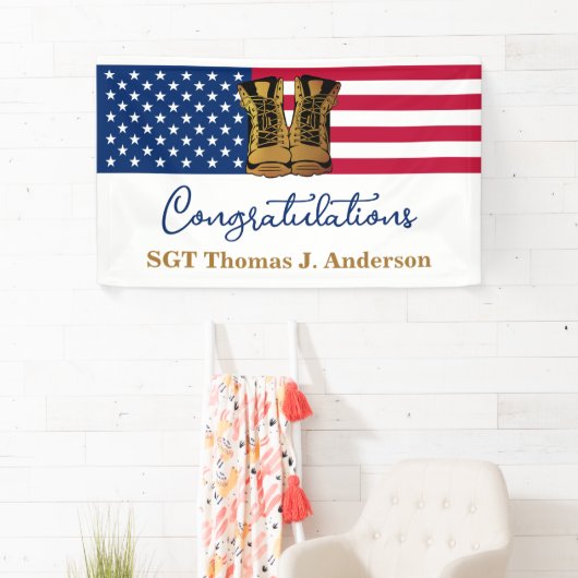 Leger van de Amerikaanse vlag Gold Boots Spandoek (Insitu)