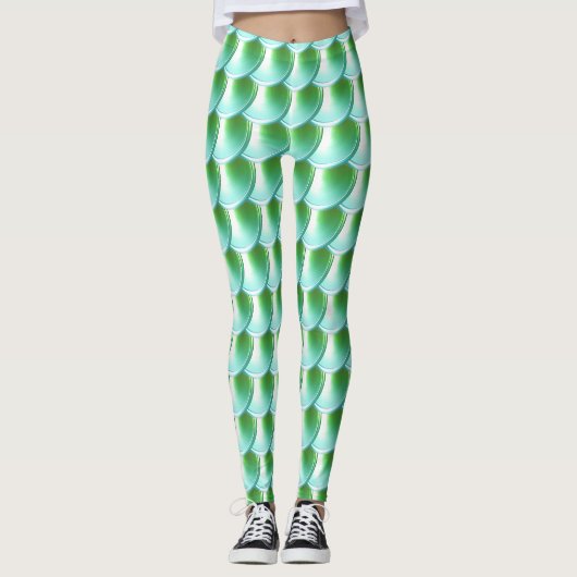 Léger vert Dragon Scale Cosplay Leggings (Devant)