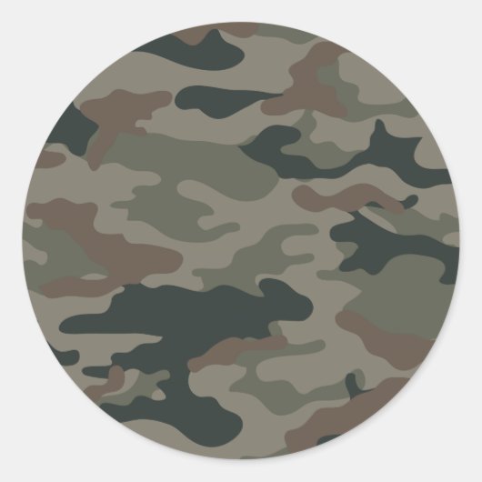 Legercamouflage in het groene en bruine leger ronde sticker (Voorkant)