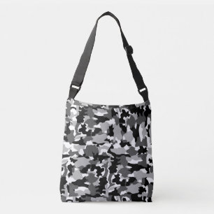 Legercamouflage zwart-wit patroon crossbody tas