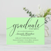 Légère Typographie verte Graduation Invitation (Debout devant)
