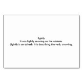 Légèrement, adverb, sur le thème de la neige carte (Dos)