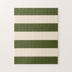 Legergroen en antiek witte strepen legpuzzel