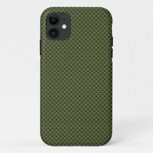Legergroen koolstofvezelstijldecor iPhone 11 hoesje