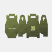 Legergroen olijf geometrisch maaspatroon Monogram Bedankdoosjes (Uitgevouwen)