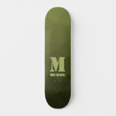 Legergroen olijf geometrisch maaspatroon Monogram Skateboard (Voorkant)