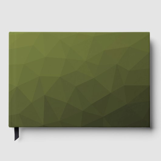 Legergroen olijfgradiënt geometrisch maaspatroon gastenboek (Voorkant)