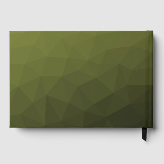 Legergroen olijfgradiënt geometrisch maaspatroon gastenboek (Achterkant)