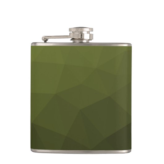 Legergroen olijfgradiënt geometrisch maaspatroon heupfles (Voorkant)