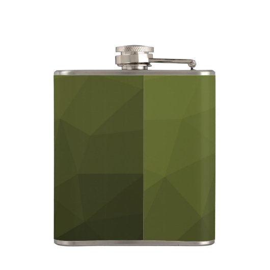 Legergroen olijfgradiënt geometrisch maaspatroon heupfles (Achterkant)