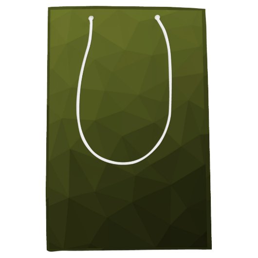 Legergroen olijfgradiënt geometrisch maaspatroon medium cadeauzakje (Voorkant)