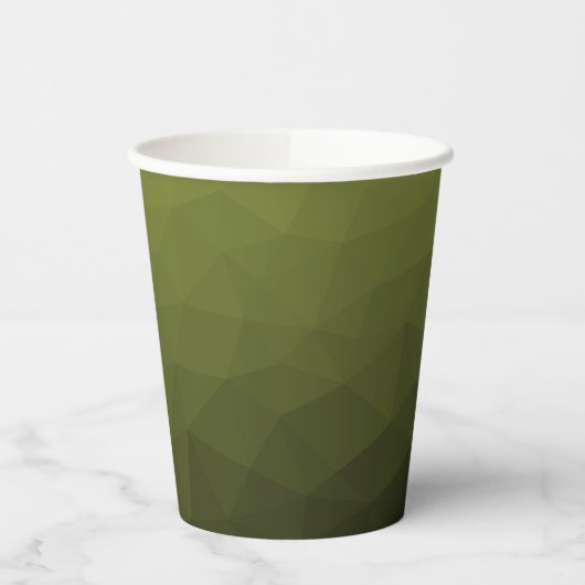 Legergroen olijfgradiënt geometrisch maaspatroon papieren bekers (Links)