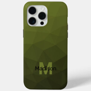 Legergroen ombre geometrisch meshpatroon Monogram iPhone 15 Pro Max Hoesje