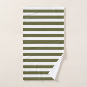 Legergroene en witte strepen bad handdoek (Handdoek)