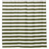 Legergroene en witte strepen douchegordijn (Voorkant)