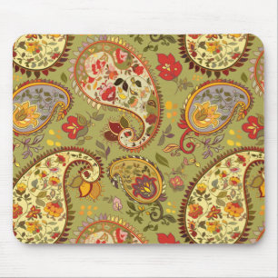 Legergroene florpaisley muismat