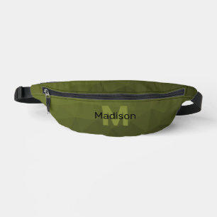 Legergroene geometrische mesh monogram heuptasje