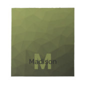 Legergroene geometrische mesh monogram notitieblok (Voorkant)