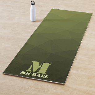Legergroene olijf geometrisch meshpatroon Monogram Yogamat