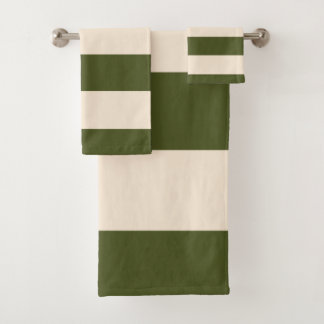 Legergroene stripes bad handdoek