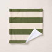 Legergroene stripes bad handdoek (Wasdoekje)