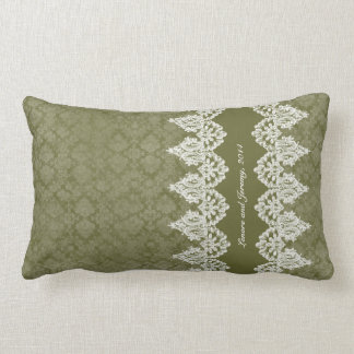 Legergroene Vintage Shabby Lace Kijk gepersonalise Kussen