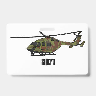 Legerhelikopter cartoon illustratie badge