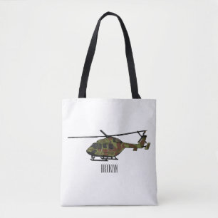 Legerhelikopter cartoon illustratie draagtas