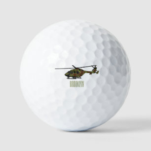 Legerhelikopter cartoon illustratie golfballen