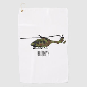 Legerhelikopter cartoon illustratie golfhanddoek