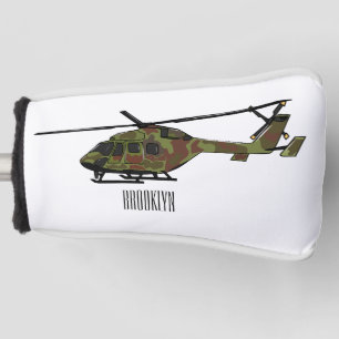Legerhelikopter cartoon illustratie golfheadcover