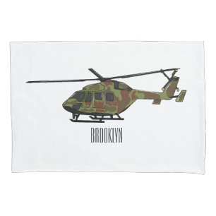 Legerhelikopter cartoon illustratie kussensloop