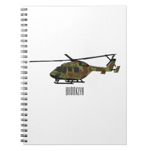 Legerhelikopter cartoon illustratie notitieboek