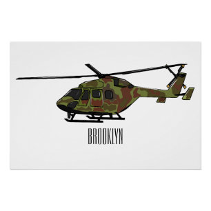 Legerhelikopter cartoon illustratie perfect poster