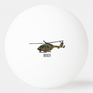 Legerhelikopter cartoon illustratie pingpongballen