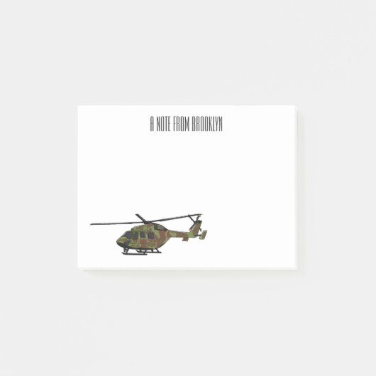 Legerhelikopter cartoon illustratie post-it® notes (Voorkant)
