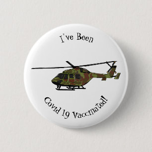 Legerhelikopter cartoon illustratie ronde button 5,7 cm